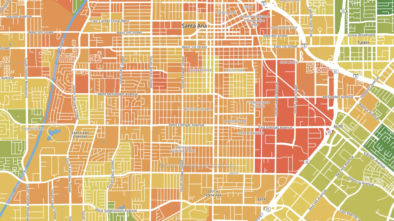Wilshire Square, Santa Ana, CA block-group voter-turnout map