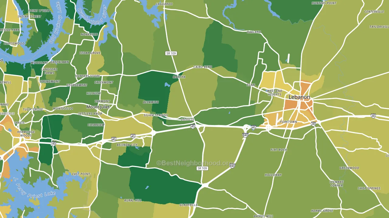 Wilson County, TN block-group voter-turnout map