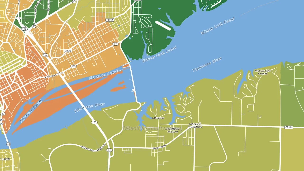 Wilson Lake Shores, AL block-group voter-turnout map