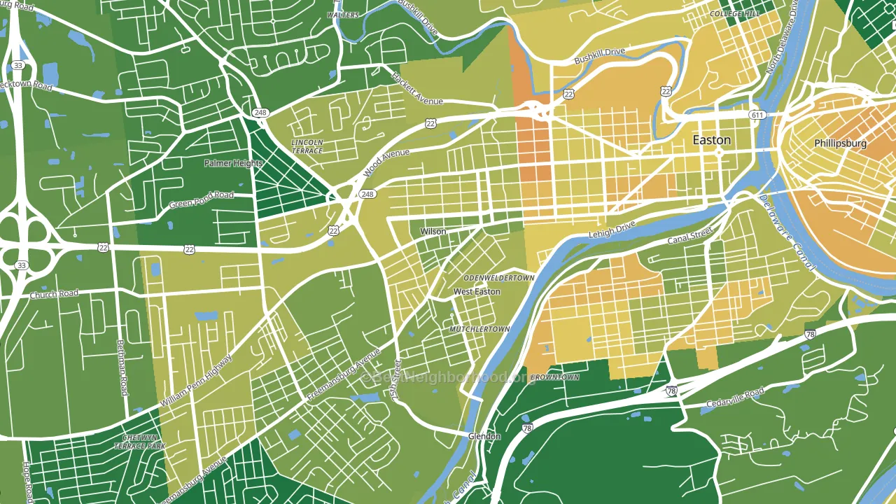 Wilson, PA block-group voter-turnout map