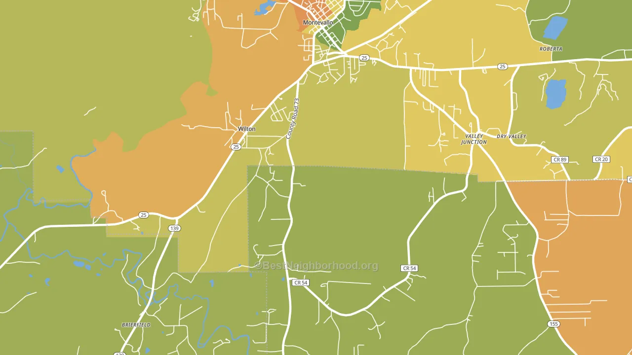 Wilton, AL block-group voter-turnout map