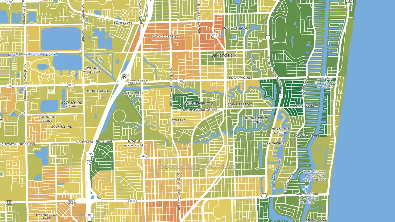 Wilton Manors, FL block-group voter-turnout map
