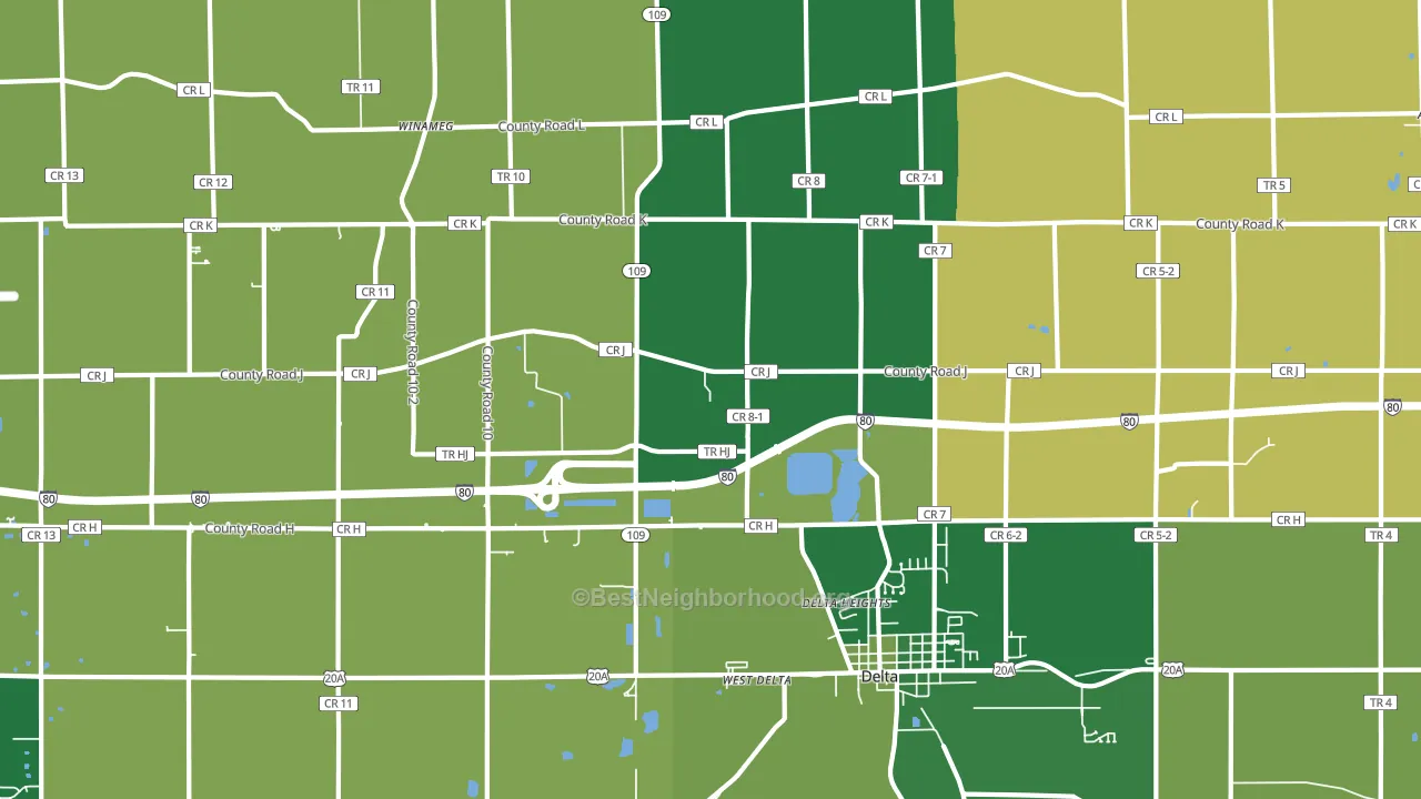 Winameg, OH block-group voter-turnout map