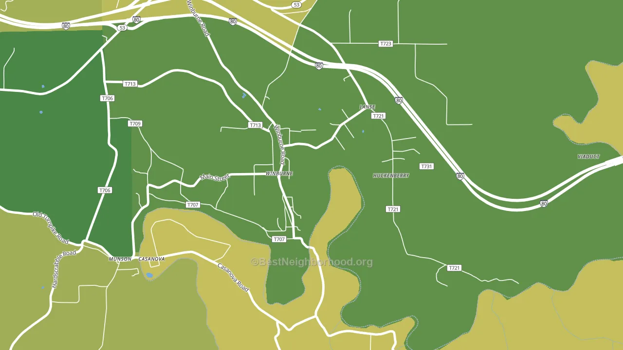 Winburne, PA block-group voter-turnout map