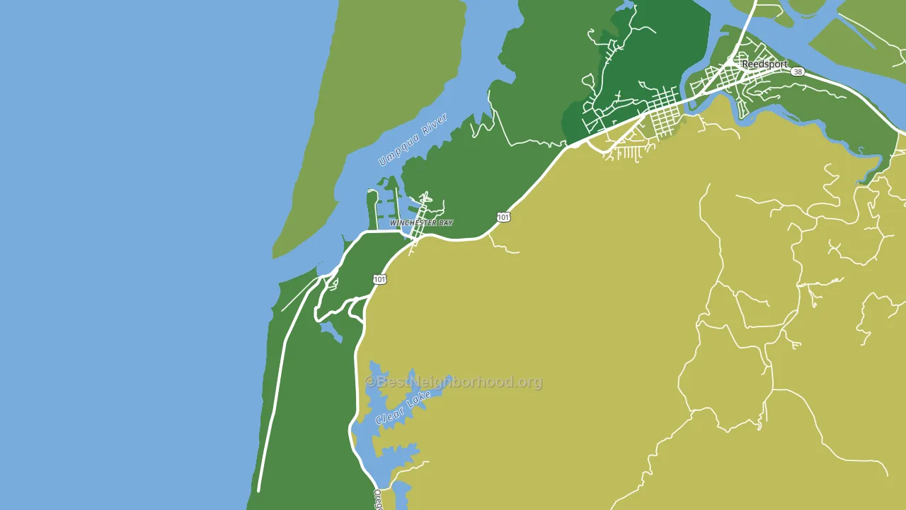 Winchester Bay, OR block-group voter-turnout map