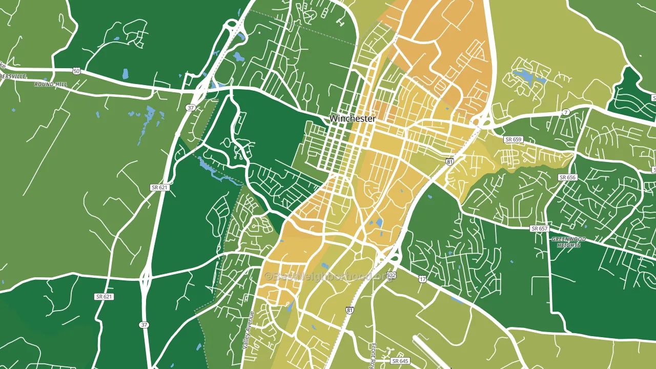 Winchester City, VA block-group voter-turnout map