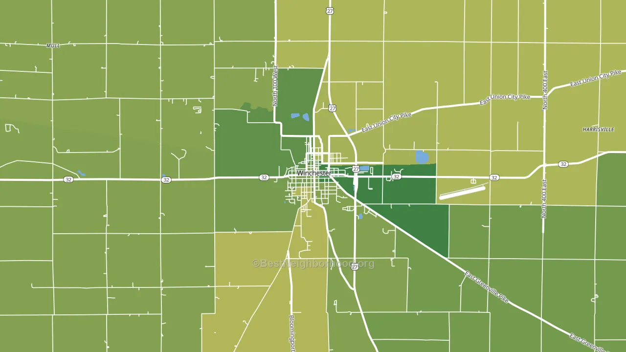 Winchester, IN block-group voter-turnout map