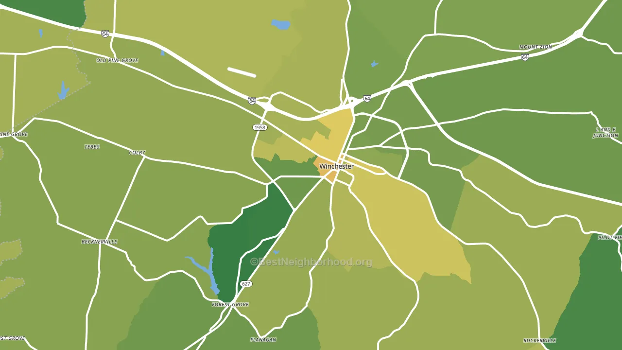 Winchester, KY block-group voter-turnout map