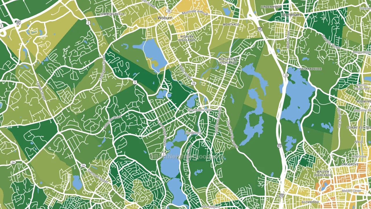 Winchester, MA block-group voter-turnout map