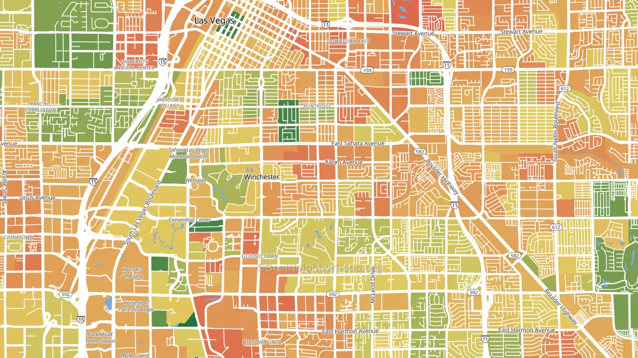 Winchester, NV block-group voter-turnout map