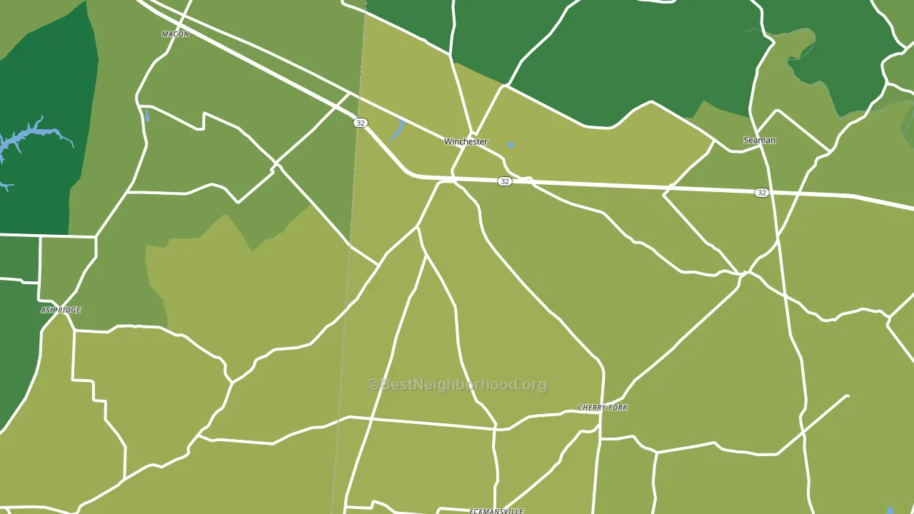 Winchester, OH block-group voter-turnout map