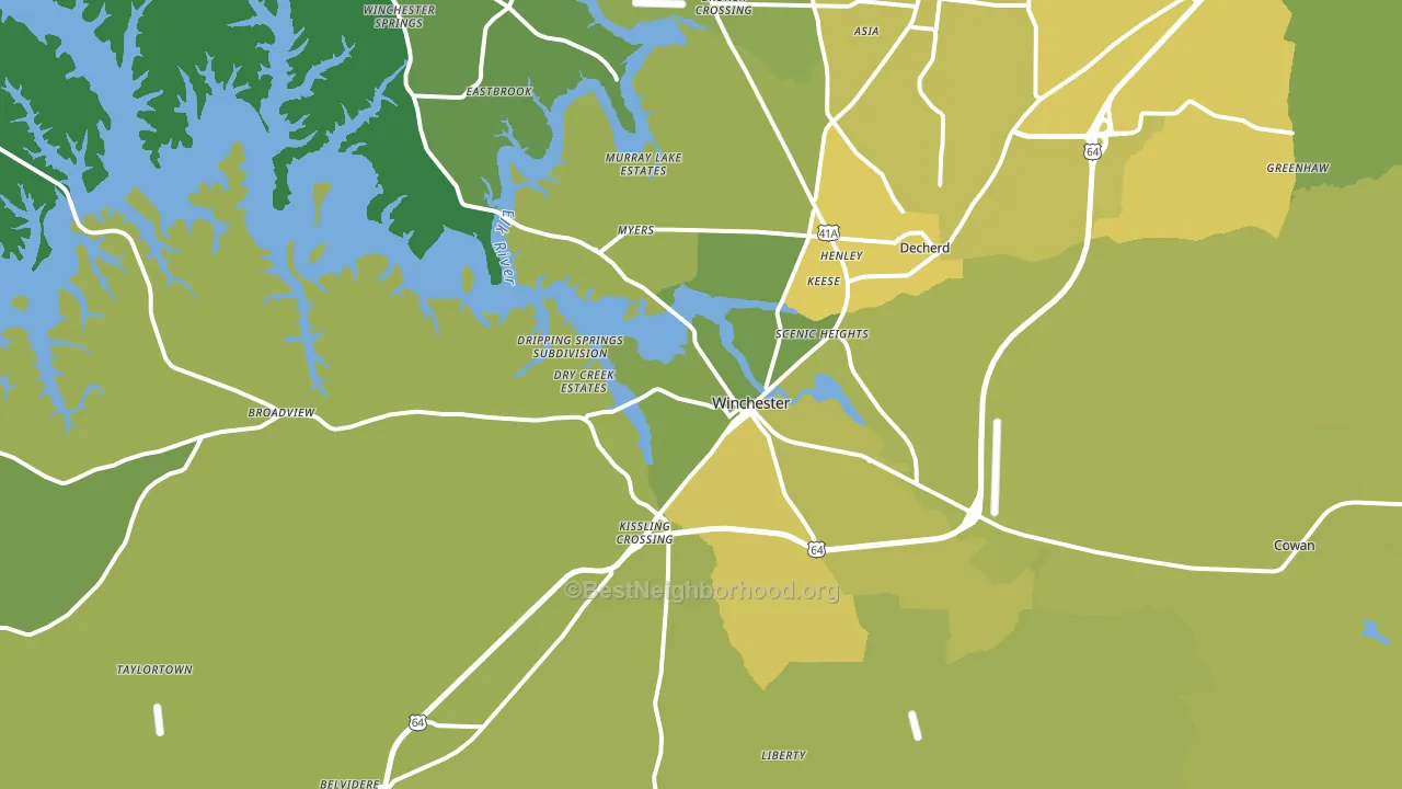Winchester, TN block-group voter-turnout map