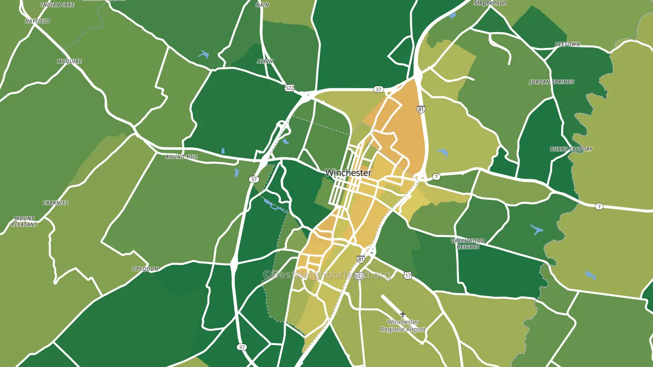 Winchester, VA block-group voter-turnout map