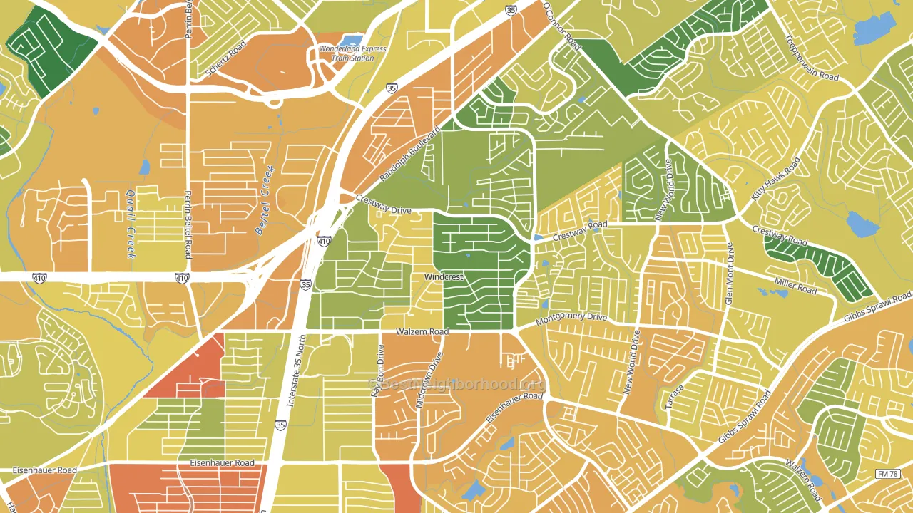 Windcrest, TX block-group voter-turnout map
