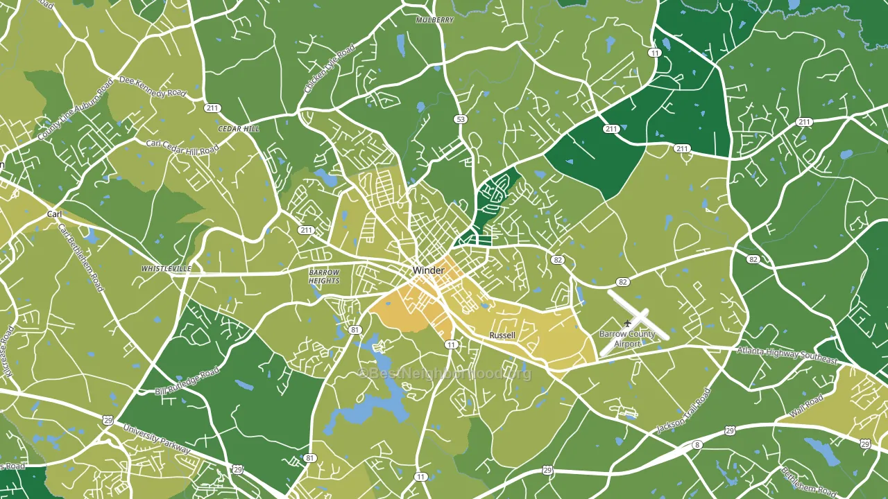 Winder, GA block-group voter-turnout map