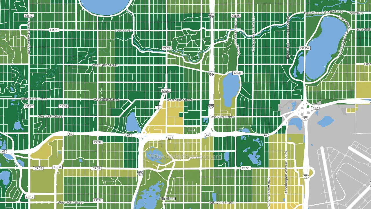 Windom, Minneapolis, MN block-group voter-turnout map