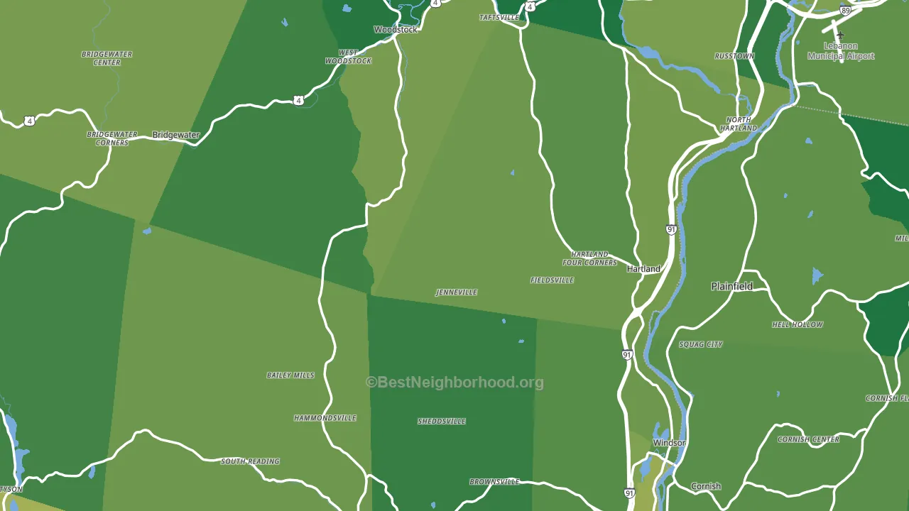 Windsor County, VT block-group voter-turnout map