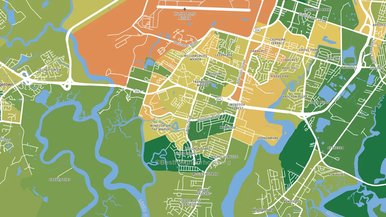 Windsor Forest, Savannah, GA block-group voter-turnout map