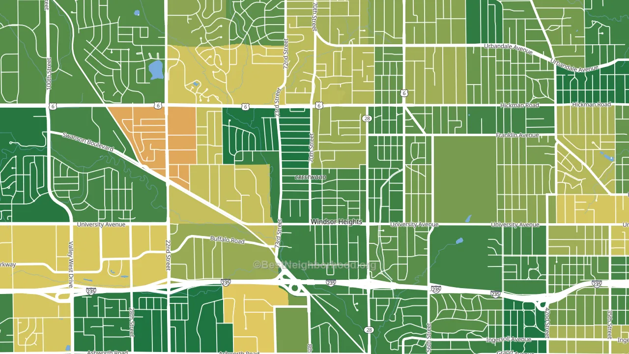 Windsor Heights, IA block-group voter-turnout map