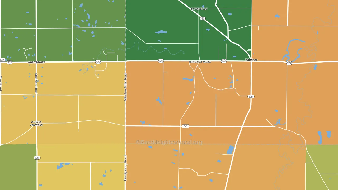 Windsor Mills, OH block-group voter-turnout map