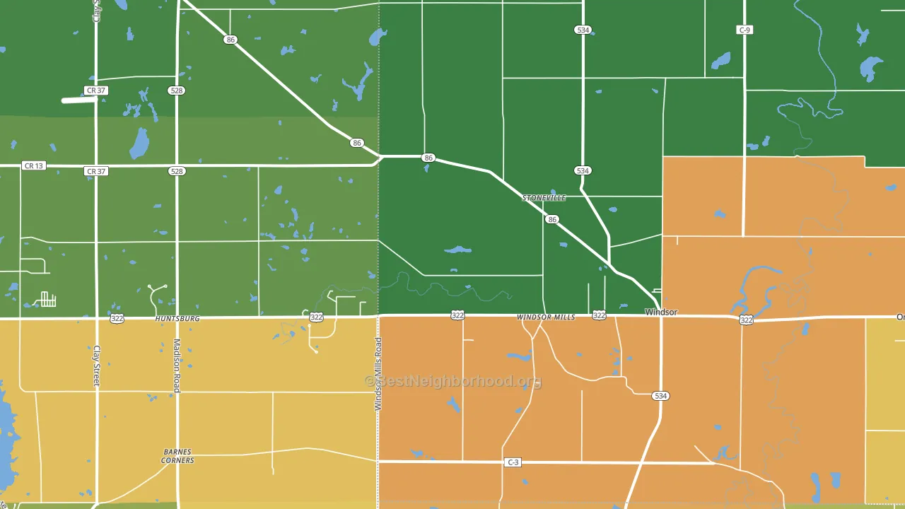 Windsor, OH block-group voter-turnout map
