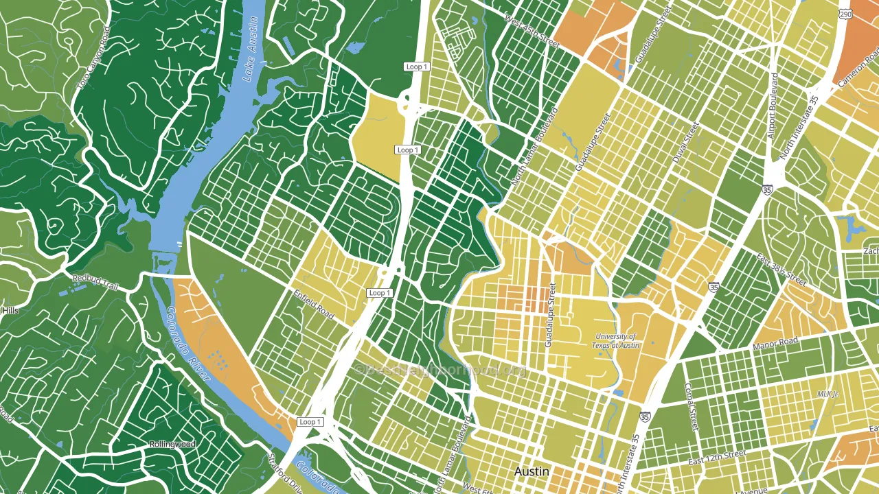 Windsor Road, Austin, TX block-group voter-turnout map