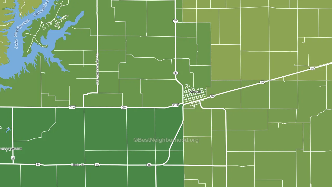 Windsor Shelby County, IL block-group voter-turnout map