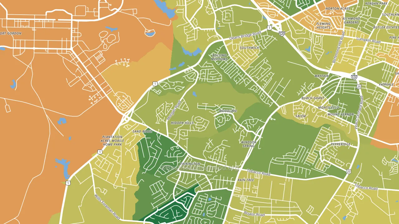 Windsor Spring, Hephzibah, GA block-group voter-turnout map