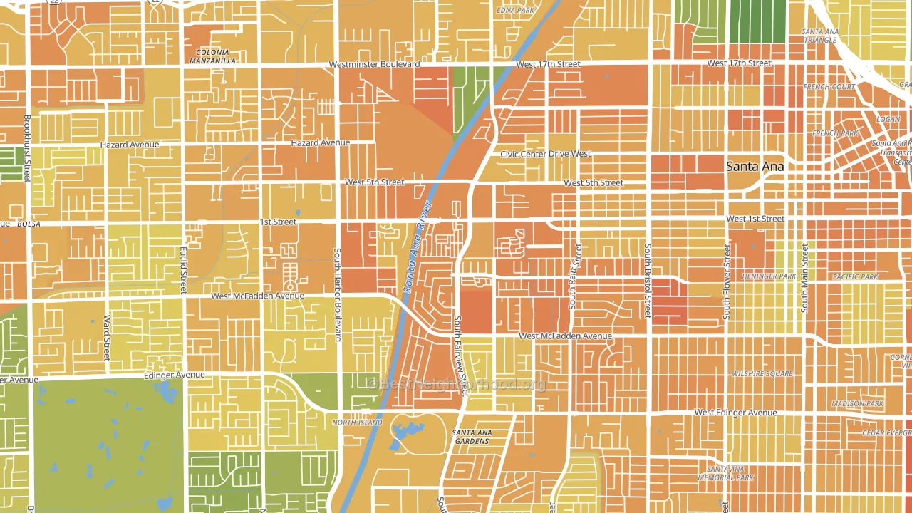 Windsor Village North, Santa Ana, CA block-group voter-turnout map