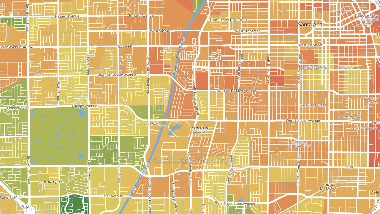 Windsor Village, Santa Ana, CA block-group voter-turnout map