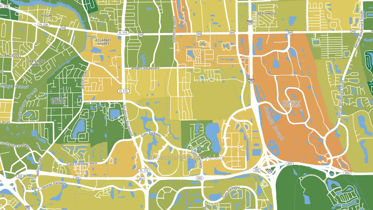 Windy Hill, Jacksonville, FL block-group voter-turnout map