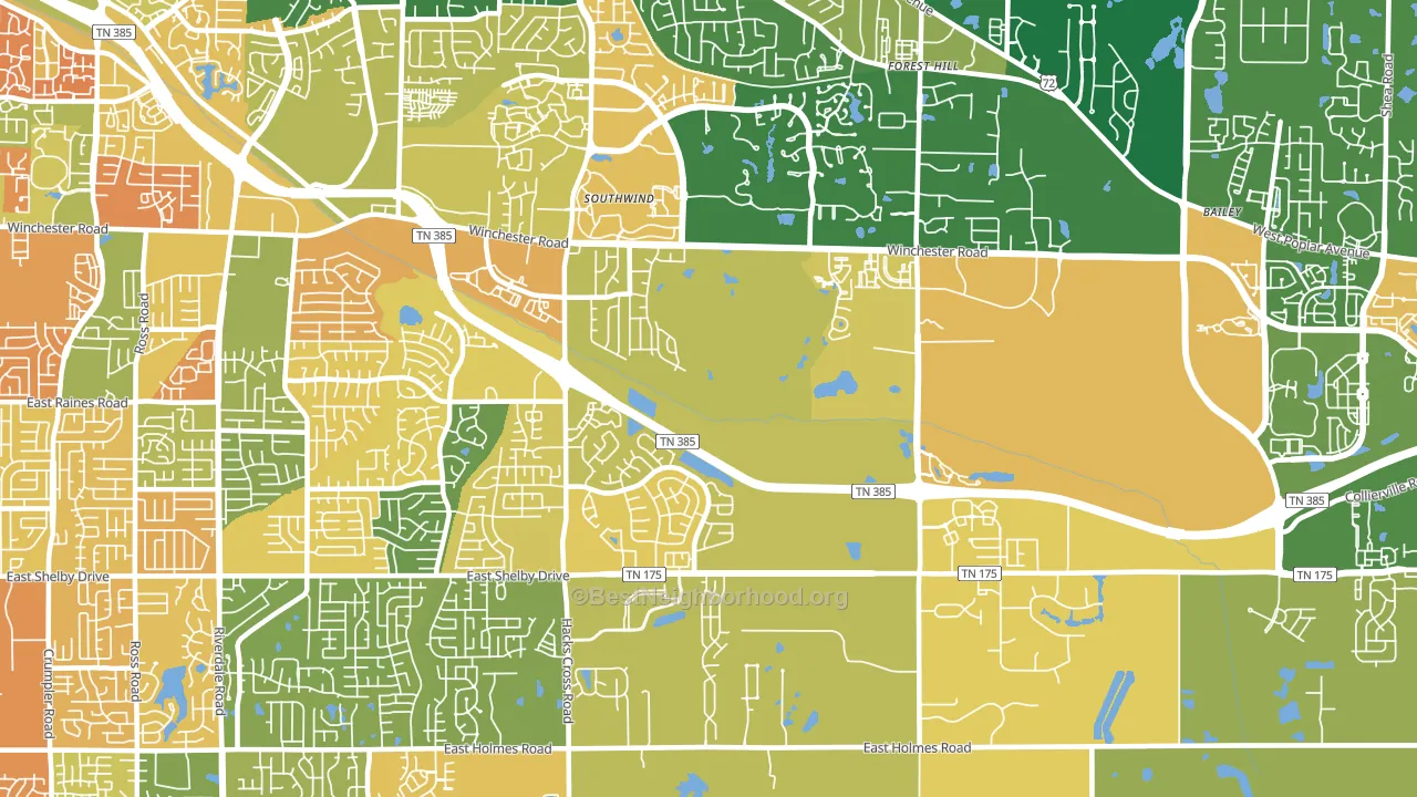 Windyke-Southwind, Memphis, TN block-group voter-turnout map