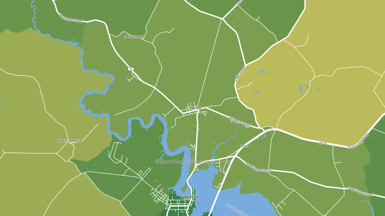 Winfall, NC block-group voter-turnout map