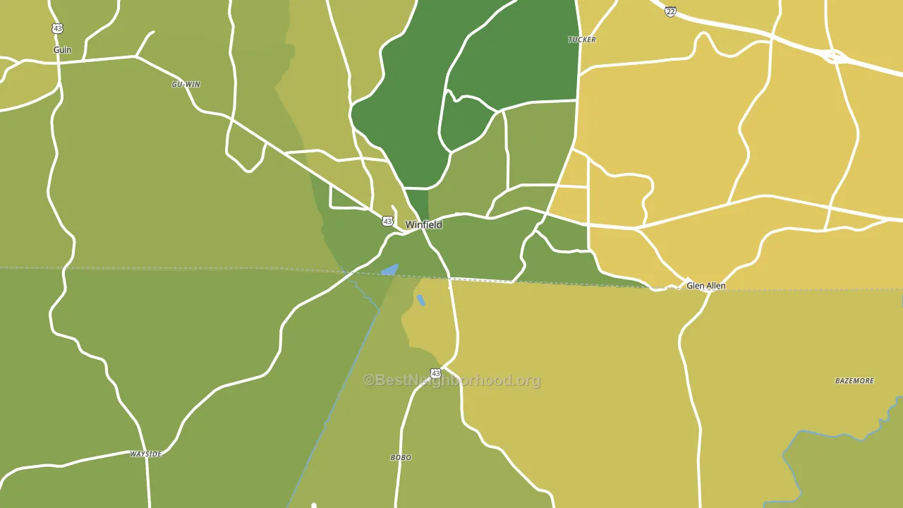 Winfield, AL block-group voter-turnout map