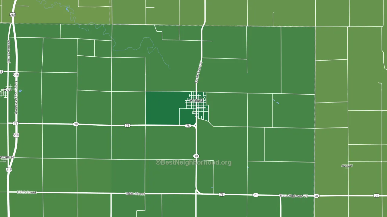Winfield, IA block-group voter-turnout map