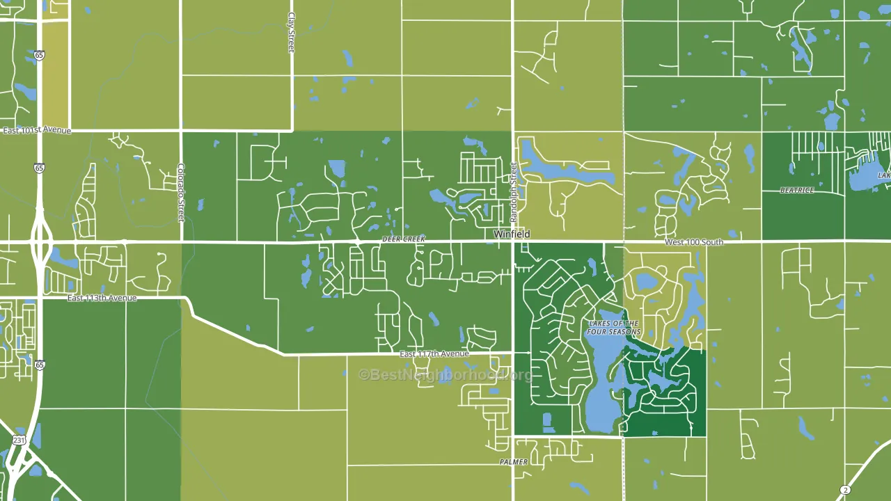 Winfield, IN block-group voter-turnout map