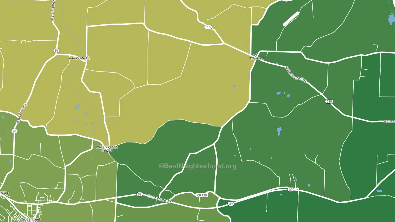 Winfield, OH block-group voter-turnout map