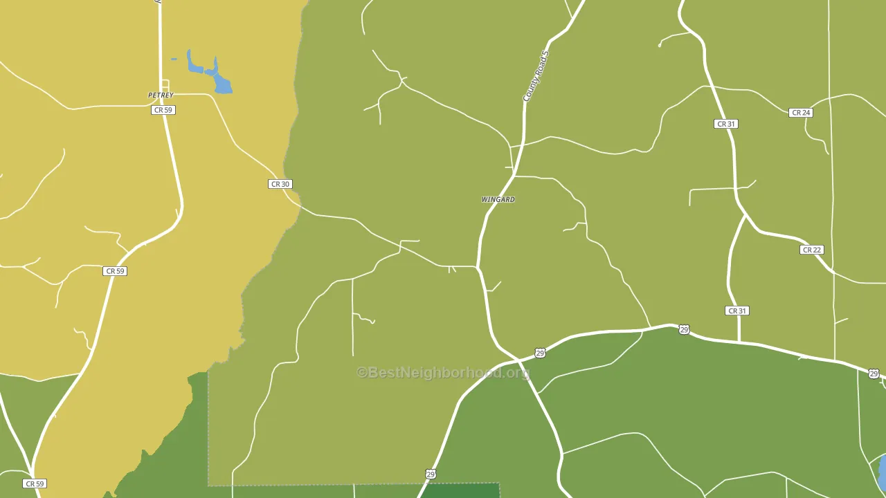 Wingard, AL block-group voter-turnout map