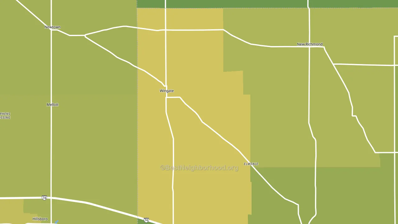 Wingate, IN block-group voter-turnout map