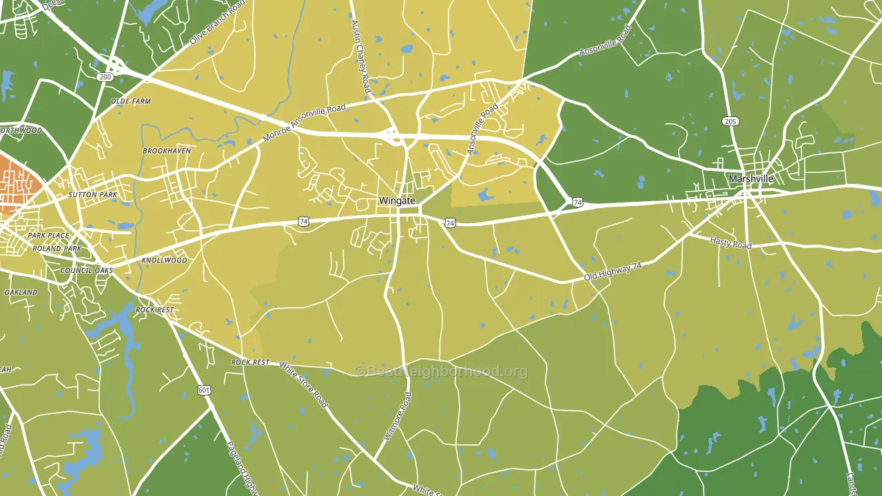 Wingate, NC block-group voter-turnout map