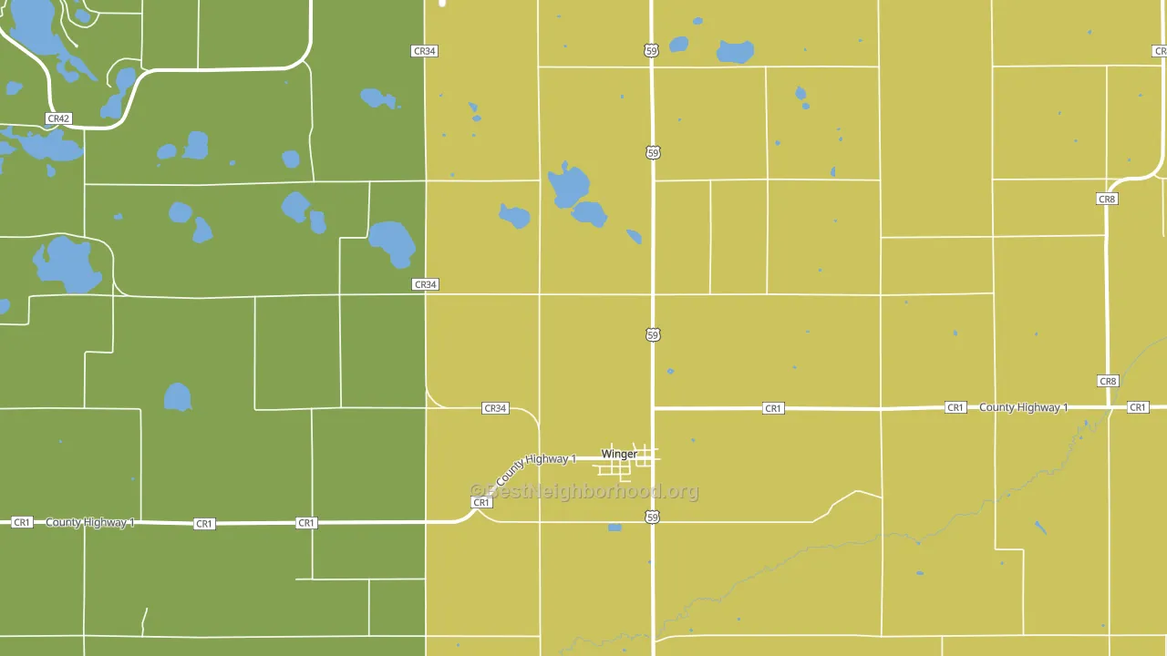 Winger, MN block-group voter-turnout map