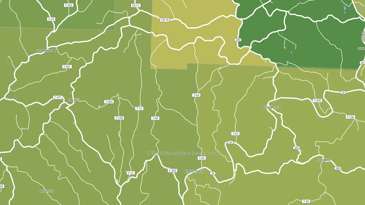 Wingett Run, OH block-group voter-turnout map