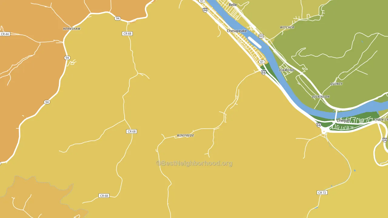 Winifrede, WV block-group voter-turnout map