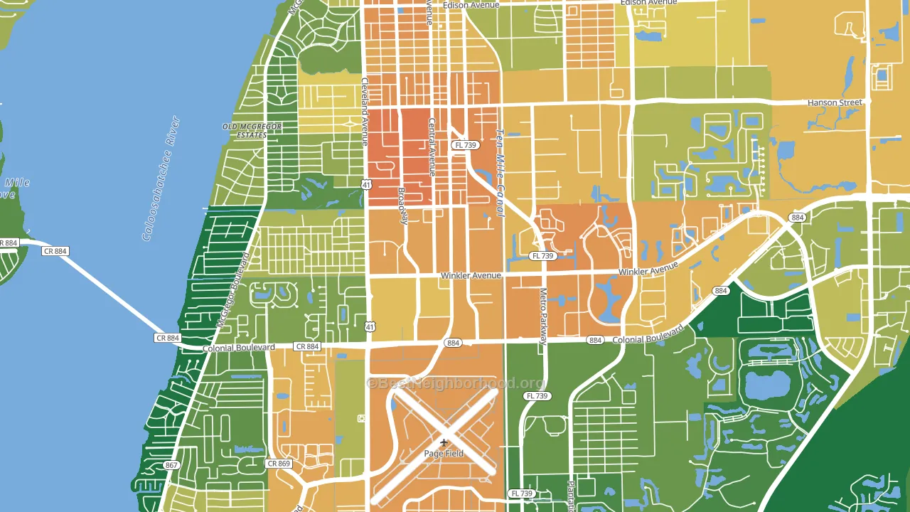 Winkler Safe Neighborhood, Fort Myers, FL block-group voter-turnout map
