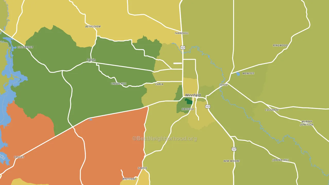 Winn Parish, LA block-group voter-turnout map