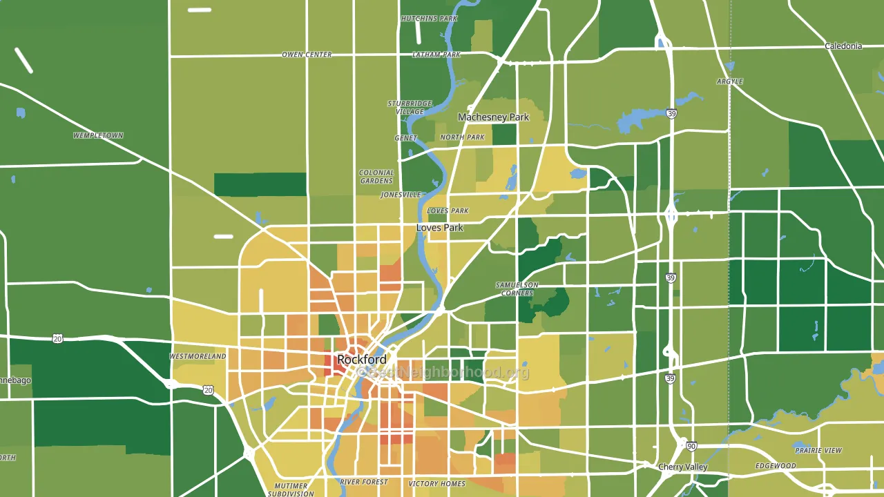 Winnebago County, IL block-group voter-turnout map