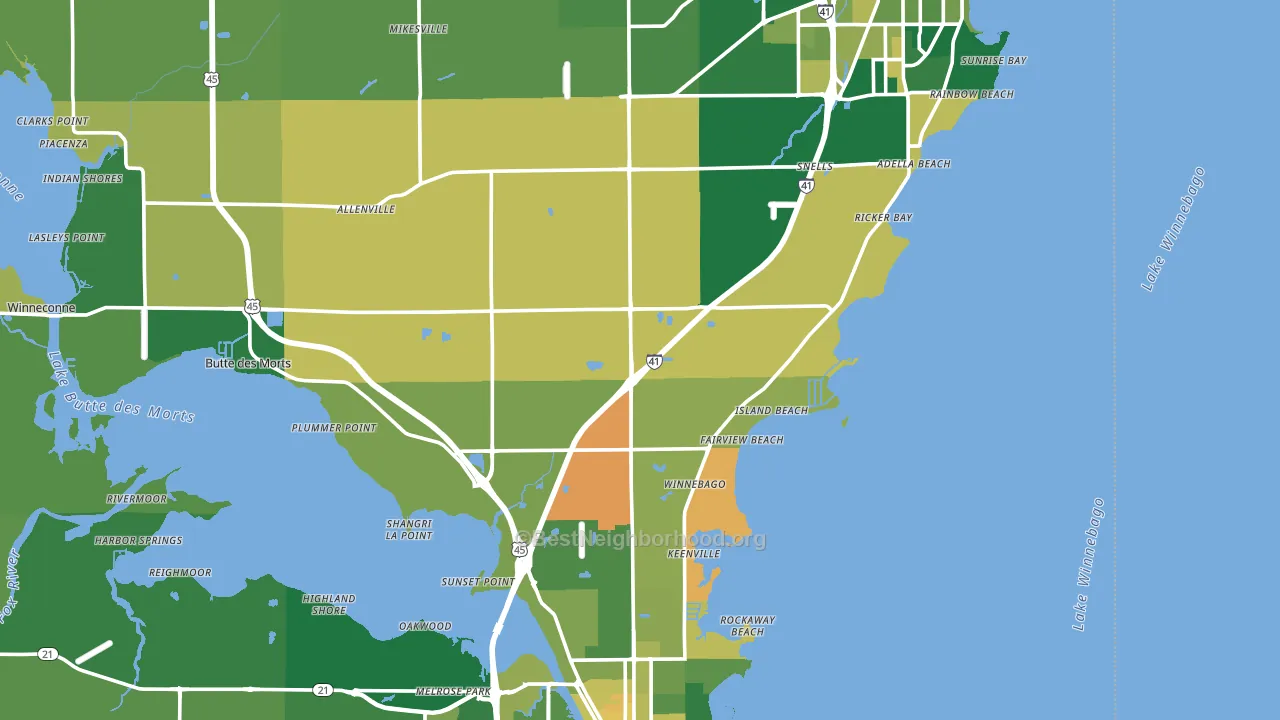 Winnebago County, WI block-group voter-turnout map