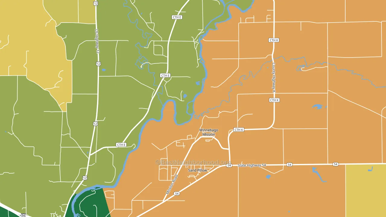 Winnebago Mission, WI block-group voter-turnout map