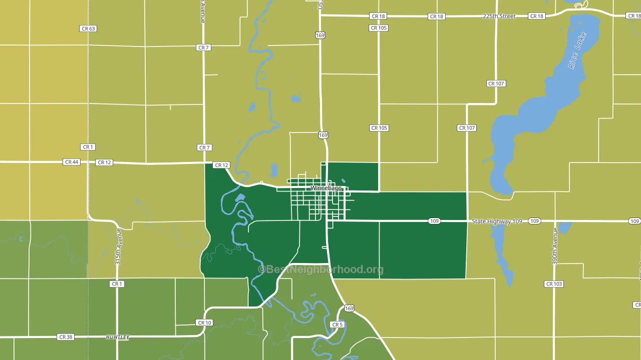 Winnebago, MN block-group voter-turnout map