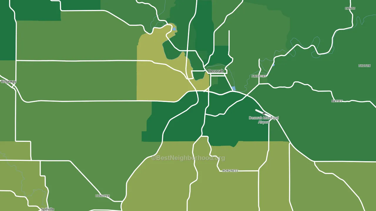 Winneshiek County, IA block-group voter-turnout map